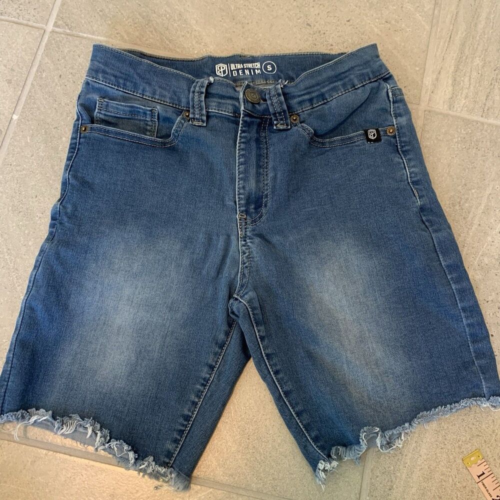 Stretchy Blue Bermuda Cut Off Jean Shorts Size S